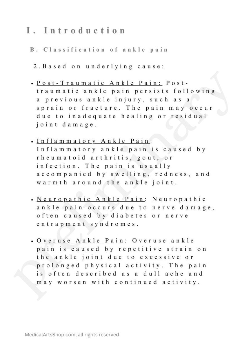 Ankle Pain Differential Diagnosis ddx - Most common causes of ankle pain - PDF Instant download. book/ebook Medical Arts Shop