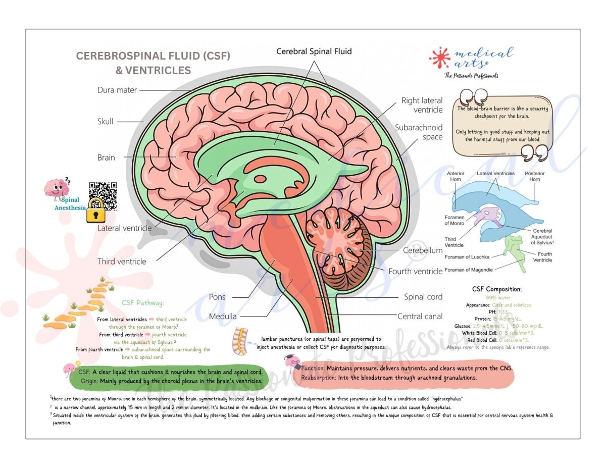 Cerebrospinal Fluid & Ventricles Anatomy - Medical Arts Gallery Posters, Prints, & Visual Artwork Medical Arts Shop