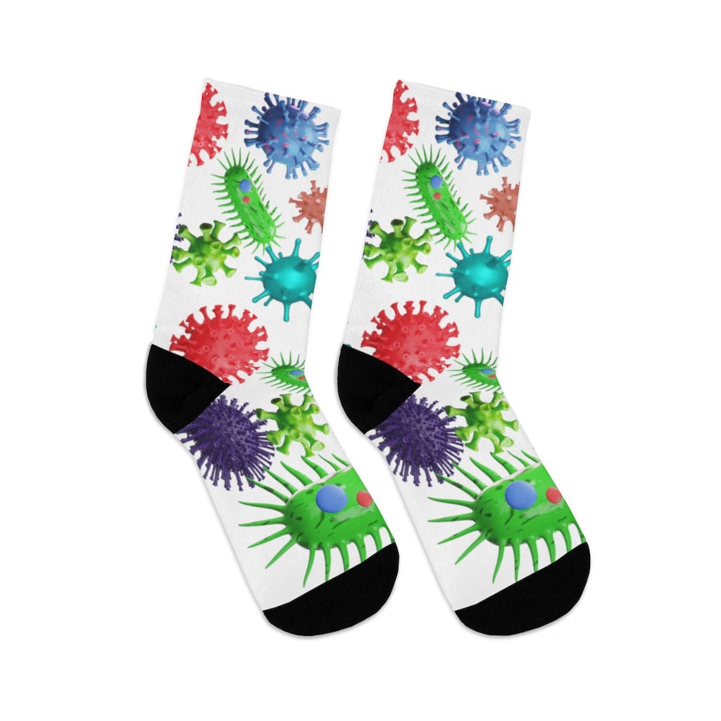Medical Design Socks - Microbiology, infectious disease pattern - bright color funny design (White) - Medical Arts Shop