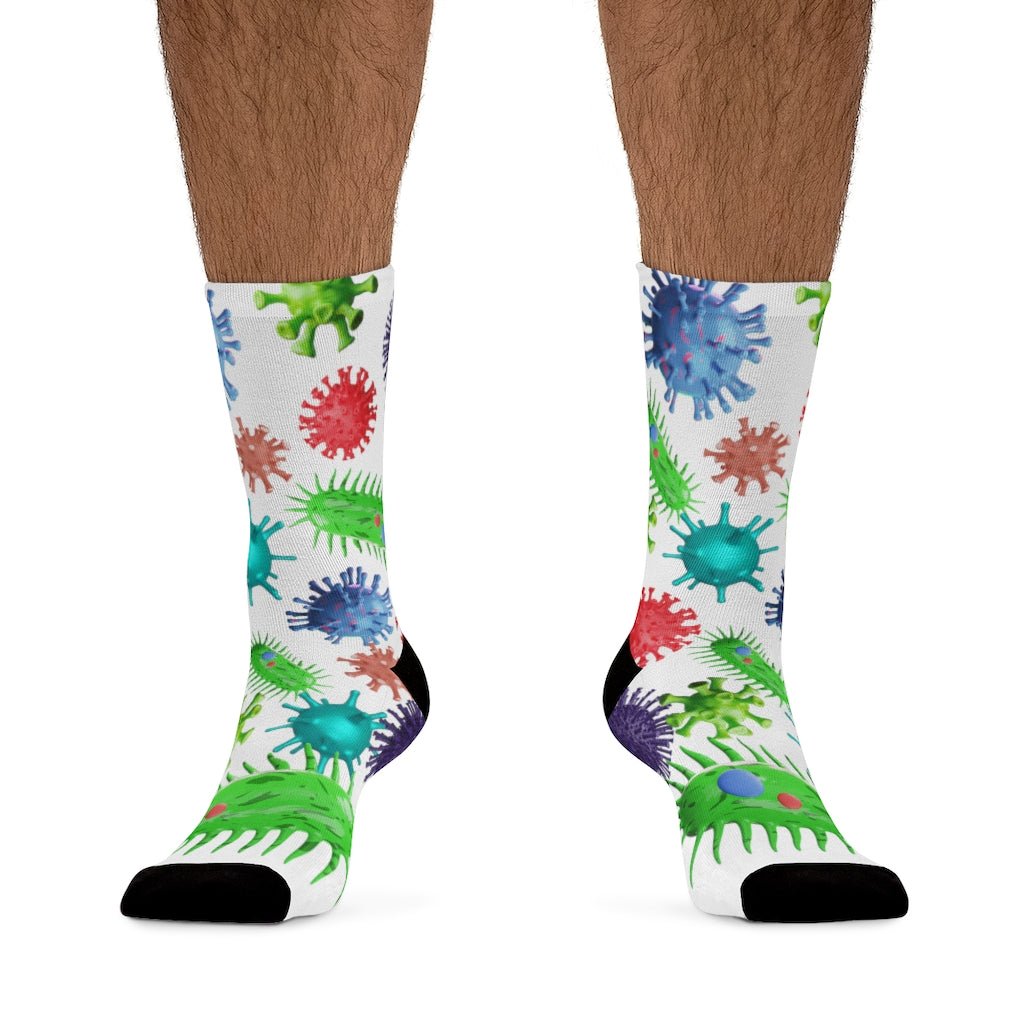 Medical Design Socks - Microbiology, infectious disease pattern - bright color funny design (White) - Medical Arts Shop