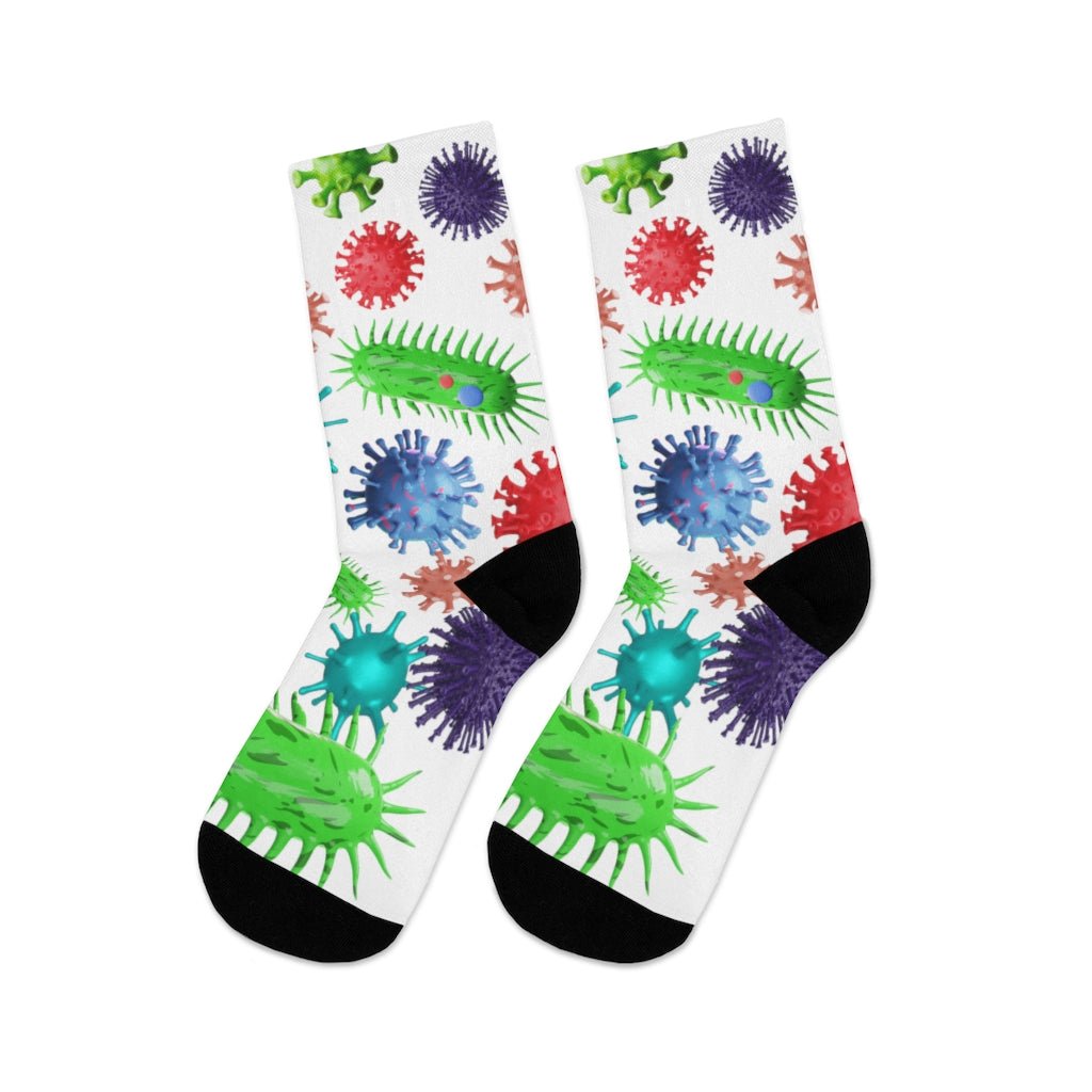 Medical Design Socks - Microbiology, infectious disease pattern - bright color funny design (White) - Medical Arts Shop