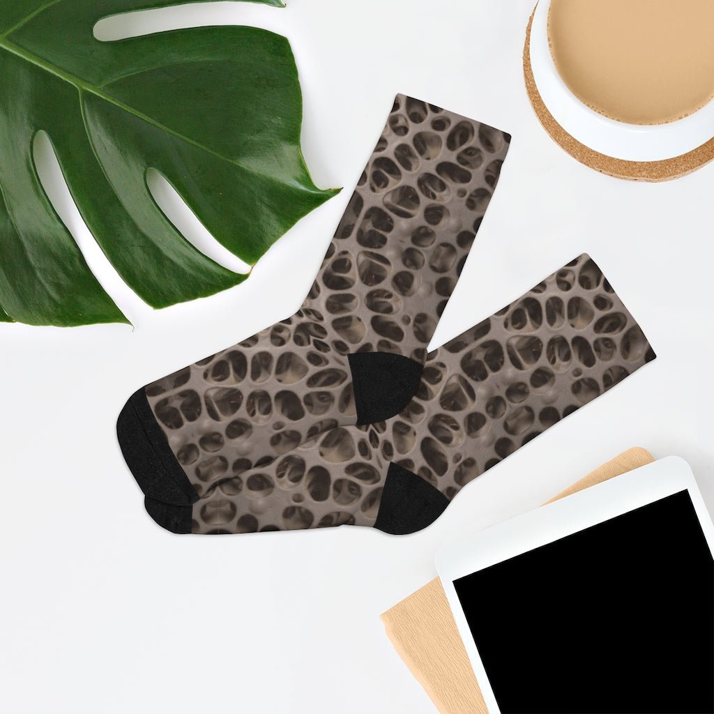 Medical Design Socks - Microscopic Bones pattern - Vibrant color funny design (Dark) - Medical Arts Shop