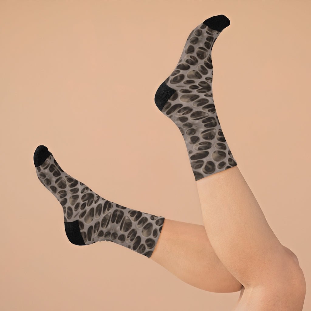 Medical Design Socks - Microscopic Bones pattern - Vibrant color funny design (Dark) - Medical Arts Shop