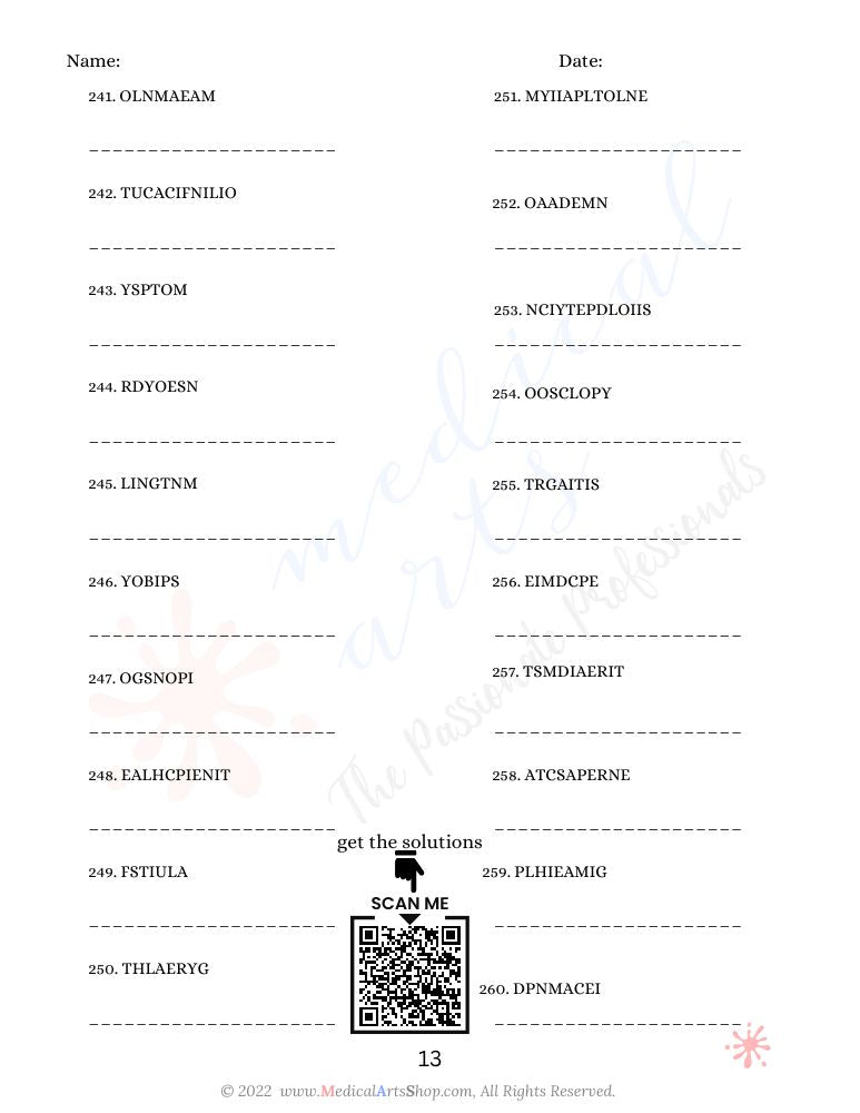 Scrambled Medical Terminologies 3 in 1 - Medical Arts Shop