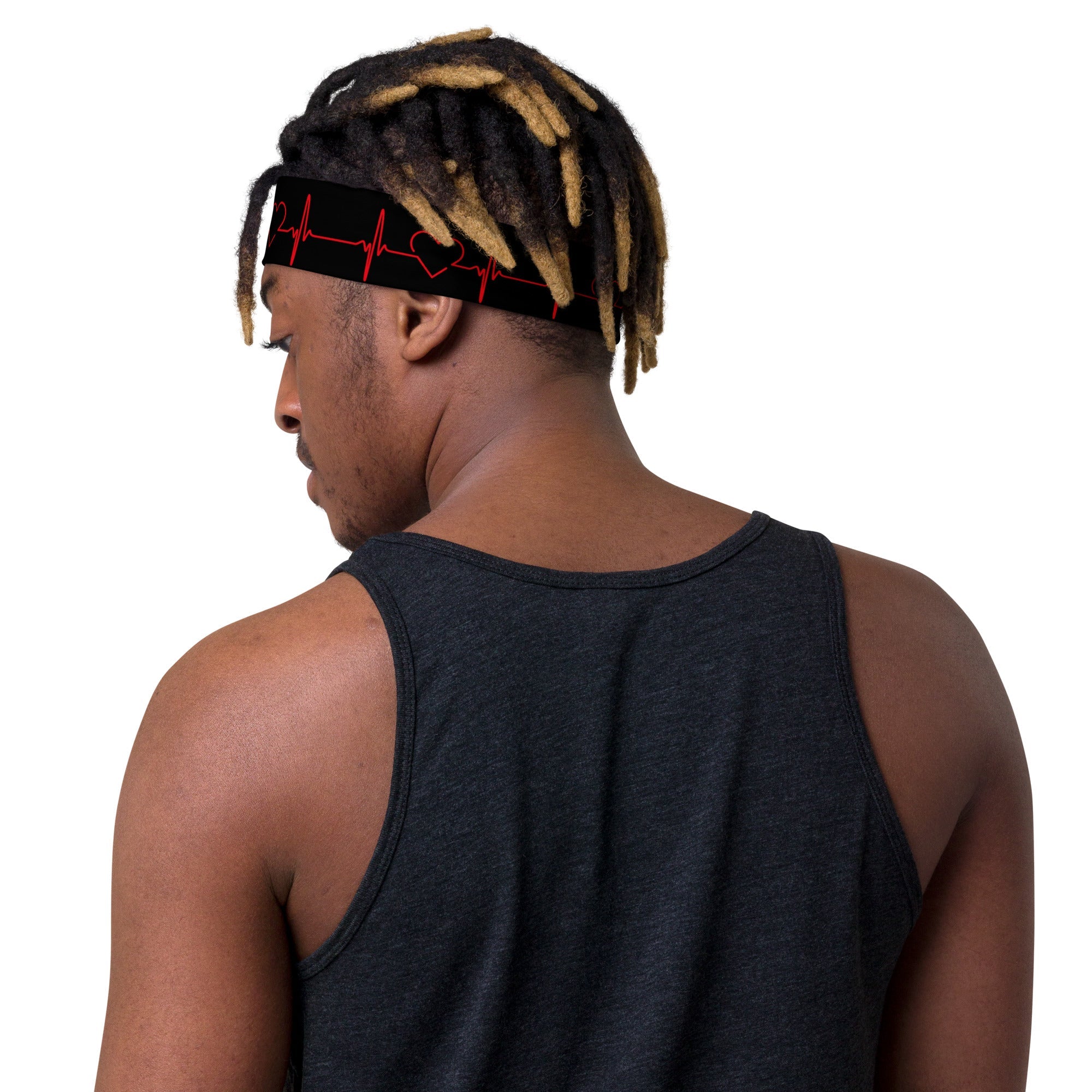 Stretchy Headbands - ECG pattern - Black and Red - Medical Arts Shop