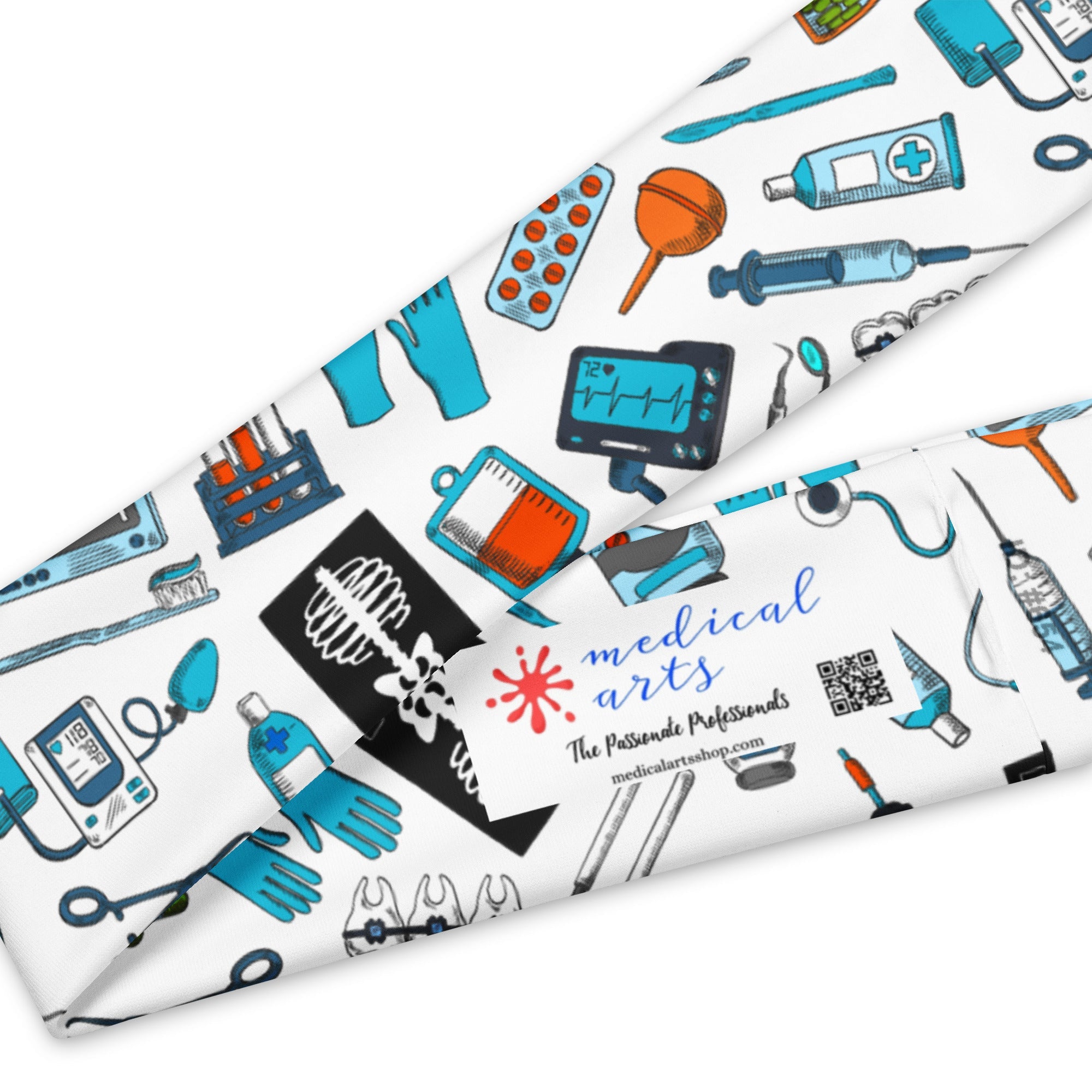 Stretchy Headbands - Medical accessory pattern - White and Blue - Medical Arts Shop