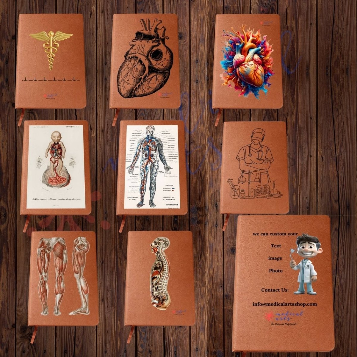 Clinical Companion - Premium Leather Notebook - Antique Anatomy Korpers Des Menschen (1898) Jewelry Medical Arts Shop