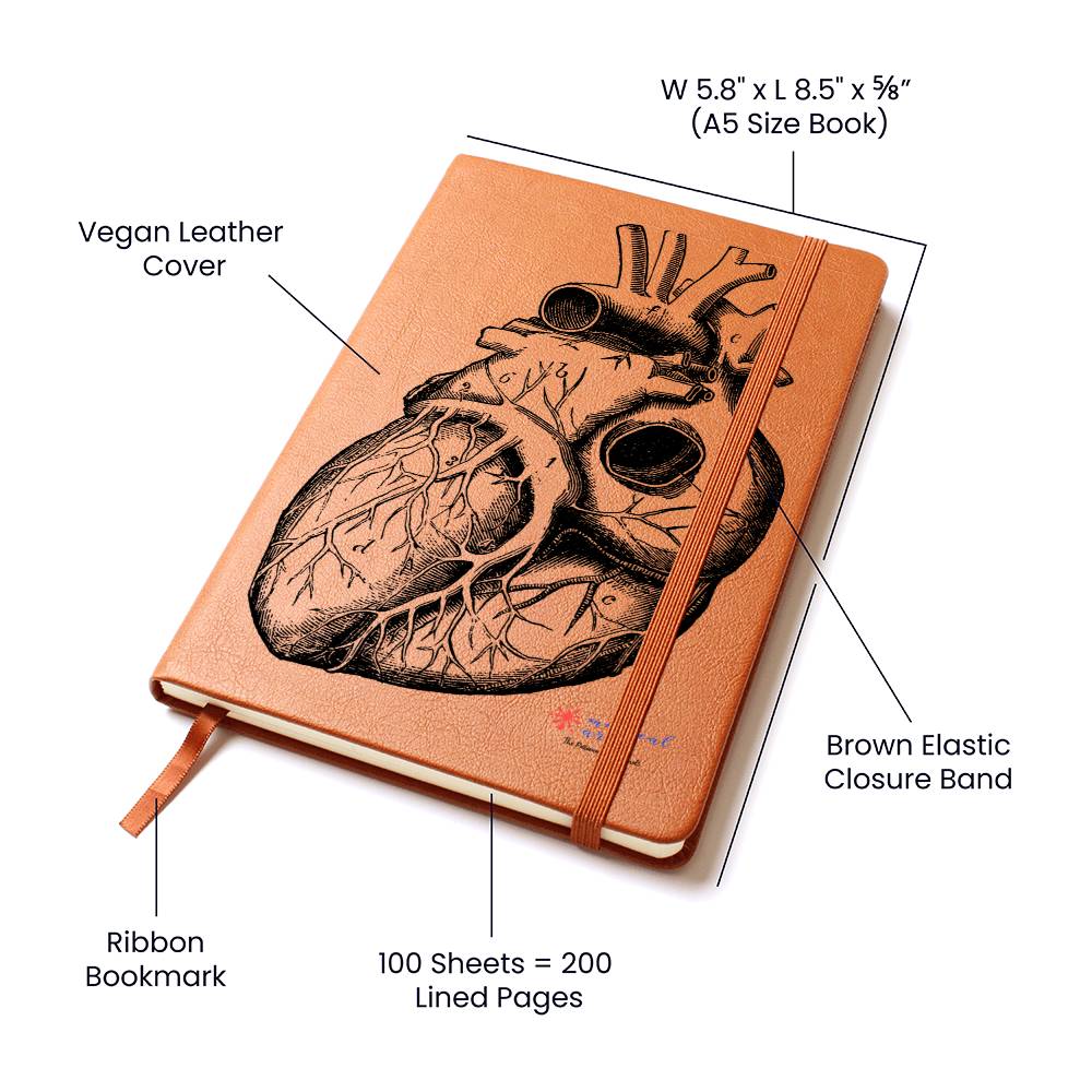 Clinical Companion - Premium Leather Notebook - vintage Heart Jewelry Medical Arts Shop