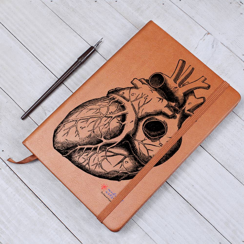 Clinical Companion - Premium Leather Notebook - vintage Heart