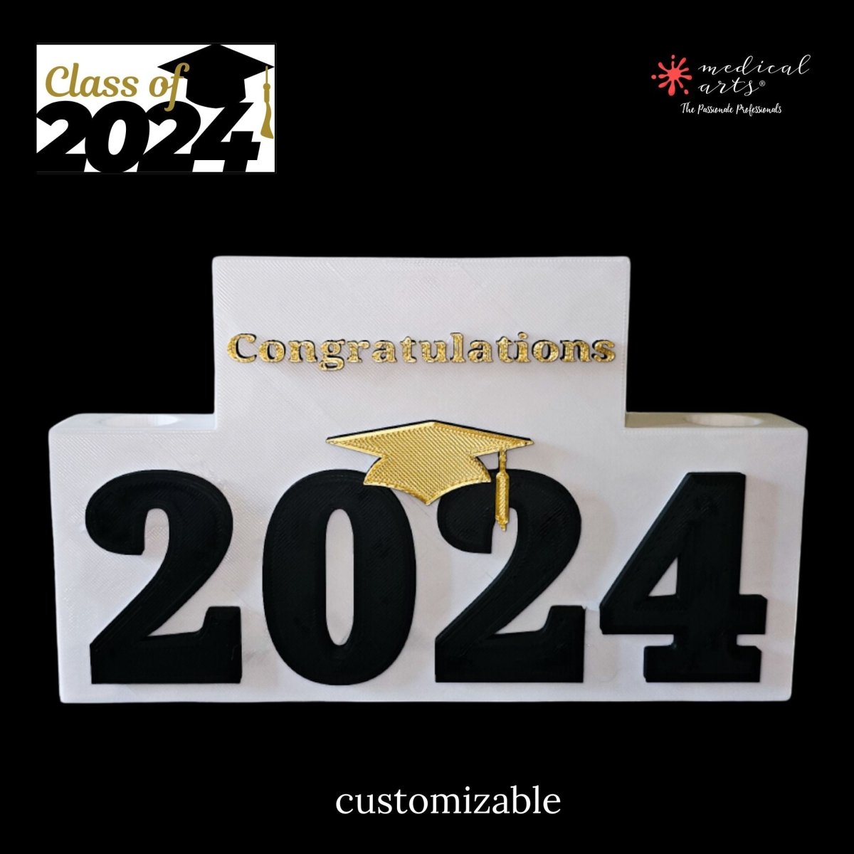 Custom Graduation Desk Organizer – Personalized Keepsake 2024 desk organizer Medical Arts Shop