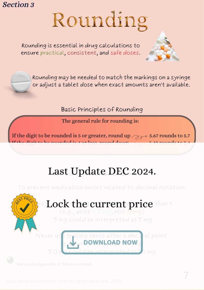 Drug Calculation Foundational Concepts - Study Guide - for Nurses & Medical Professionals - 2025 Digital Access book/ebook Medical Arts Shop