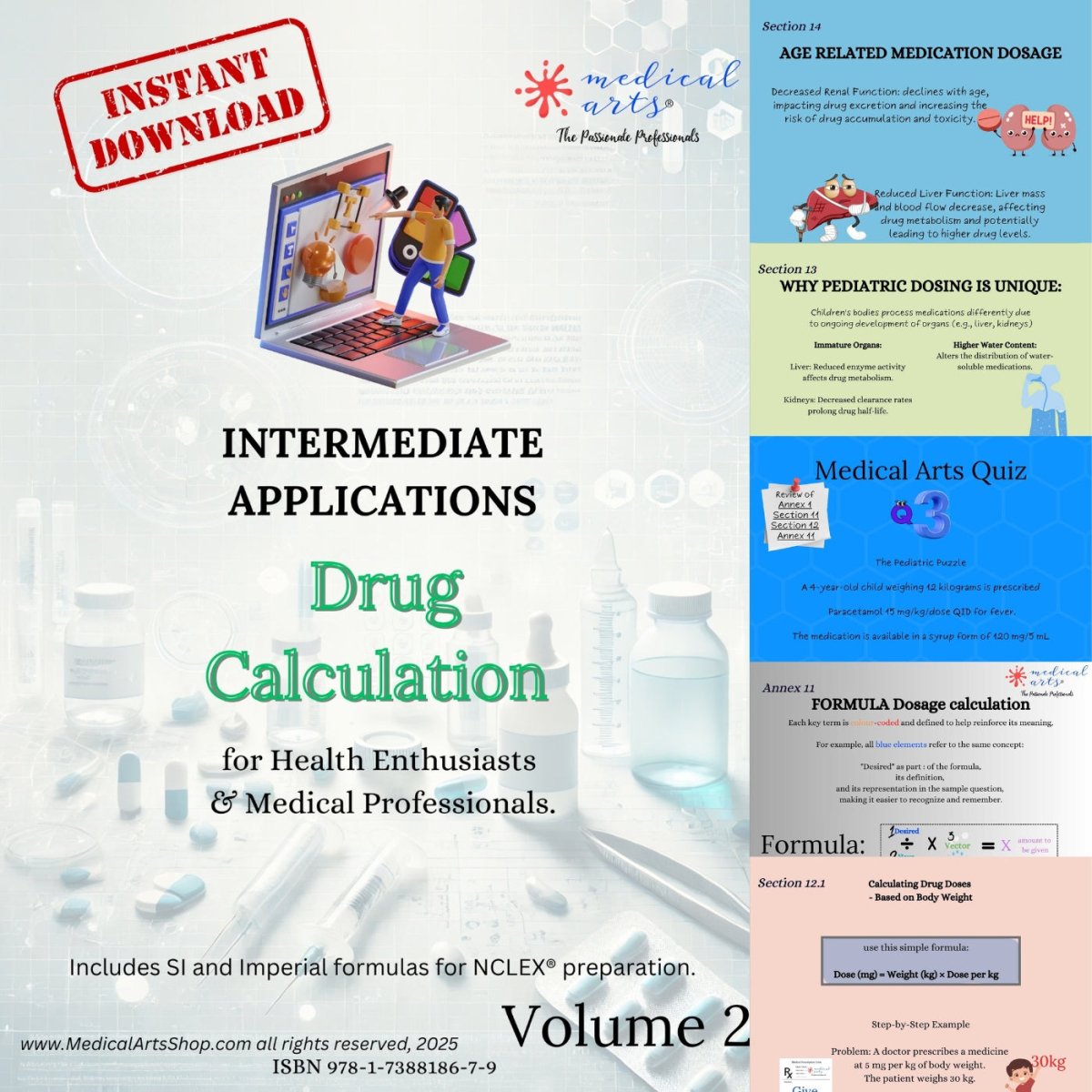 Drug Calculation Intermediate Applications - Study Guide - for Health enthusiasts & Medical Professionals - 2025 Digital Access