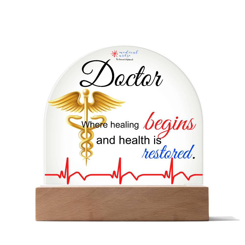 Gift for doctors - Medical Arts Domed Acrylic Plaque - Optional LED lights and Customizations