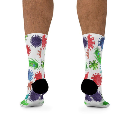 Medical Design Socks - Microbiology, infectious disease pattern - bright color funny design (White) - Medical Arts Shop