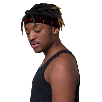 Stretchy Headbands - ECG pattern - Black and Red - Medical Arts Shop