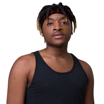 Stretchy Headbands - ECG pattern - Black and Red - Medical Arts Shop