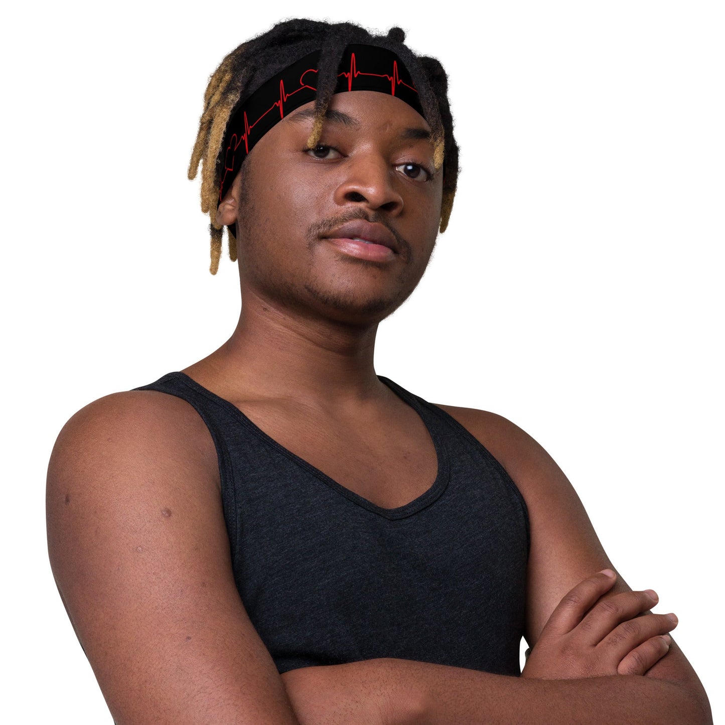 Stretchy Headbands - ECG pattern - Black and Red - Medical Arts Shop