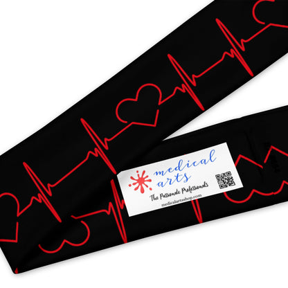 Stretchy Headbands - ECG pattern - Black and Red - Medical Arts Shop